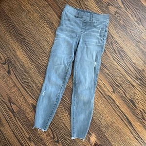 SPANX Distressed Vintage Grey Raw Hem Skinny Jeans Pants Small